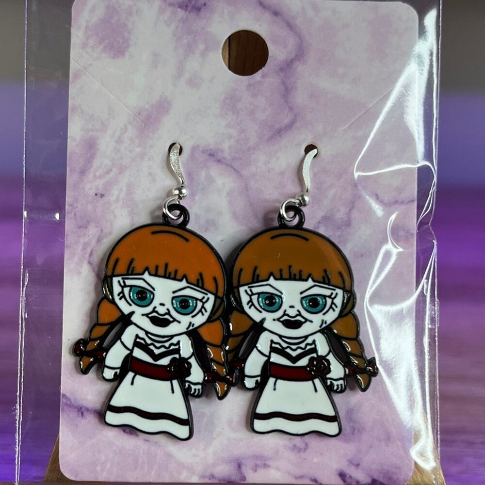 Annabelle Halloween Haunted Doll Earrings Horror Movie Scary Handmade Earrings